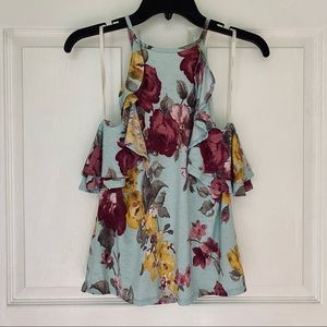 Floral Print Cold Shoulder Top